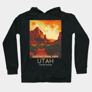 A Vintage Travel Illustration of Zion National Park - Utah - US Hoodie